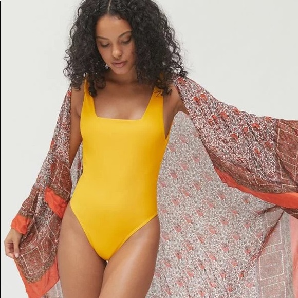 OOKIOH Yellow Square Neck One Piece Swimsuit - Picture 2 of 5